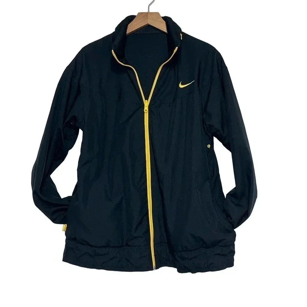 Nike livestrong black + yellow performance wind breaker w/ hidden hood XL‎